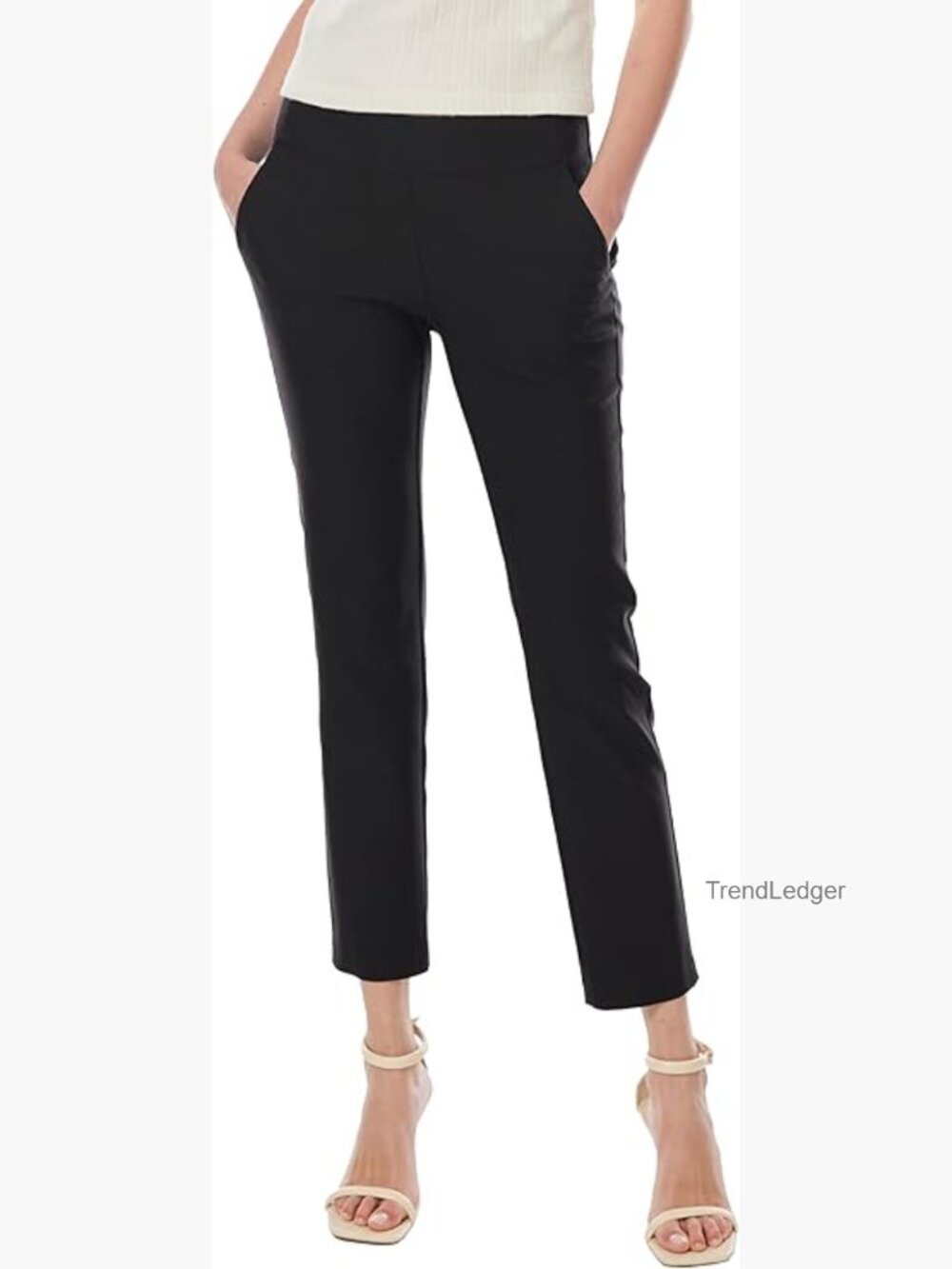 Tummy Control Pull On Ankle Pants Straight Leg Lightweight